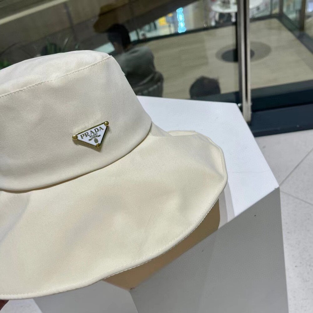 Prada Nylon Bucket Hat in Cream - Picture 3 of 7